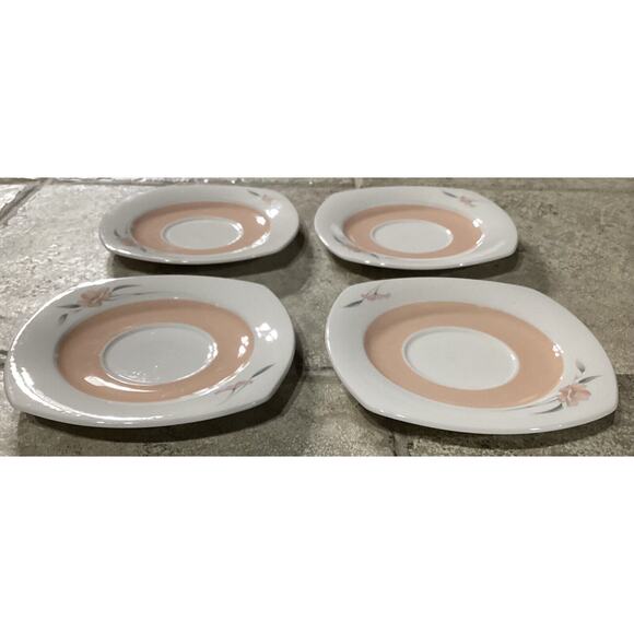Lot Of 4 Vintage Nikko Japan Quadrille Peachglow Saucers 6” - Picture 3 of 7